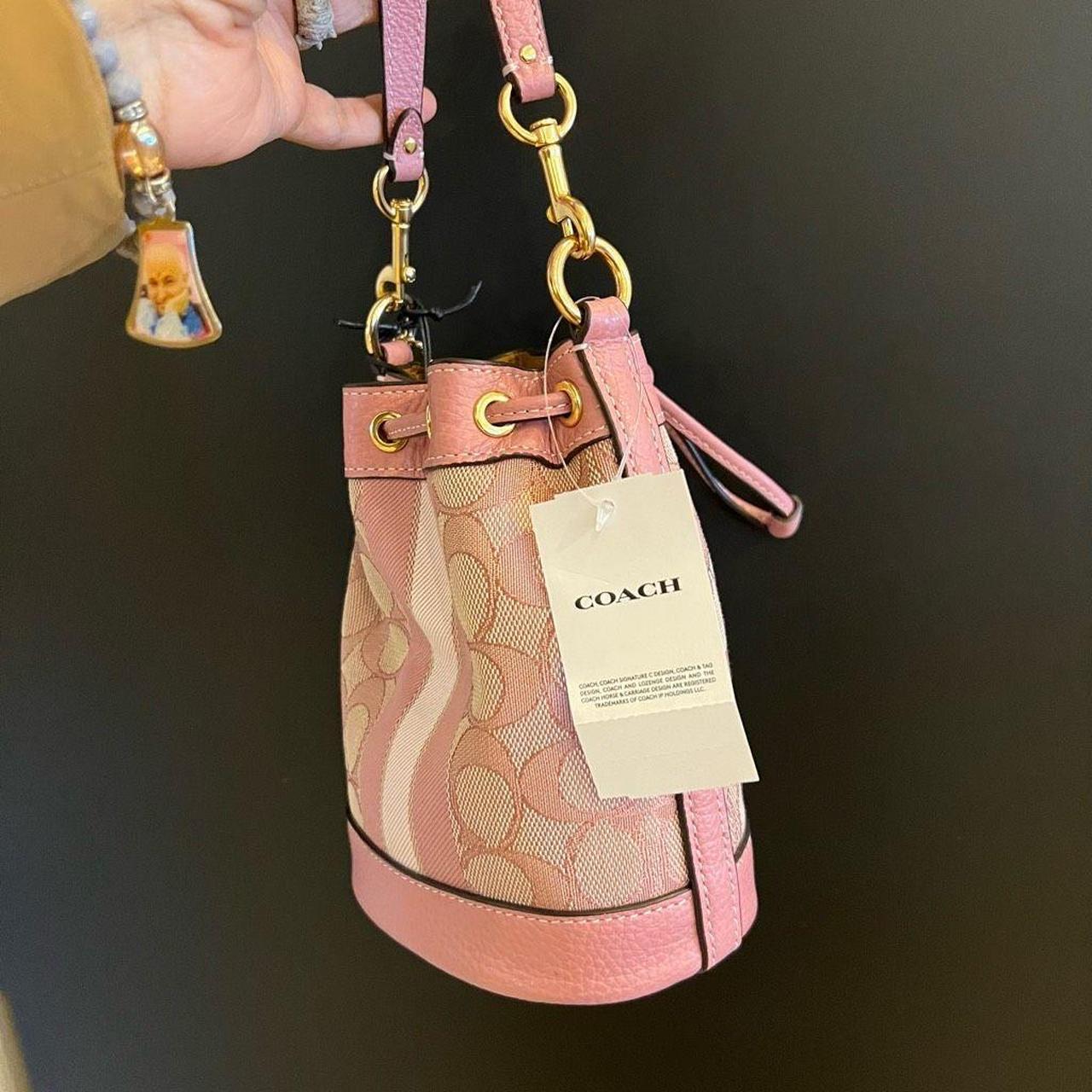 Coach Key Pouch Gold/True Pink Refined pebble - Depop