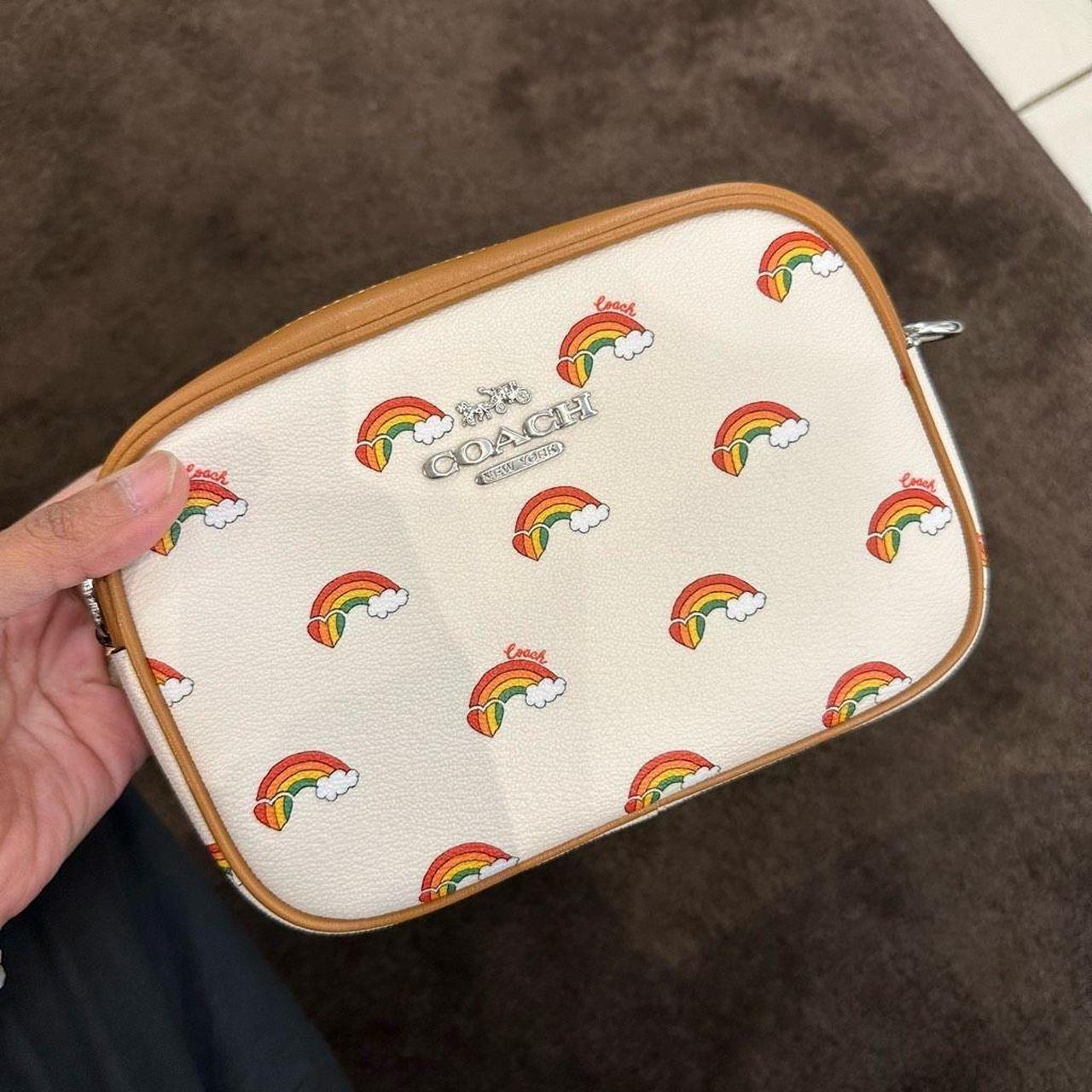 Rainbow Print Makeup Bag In Rainbow White