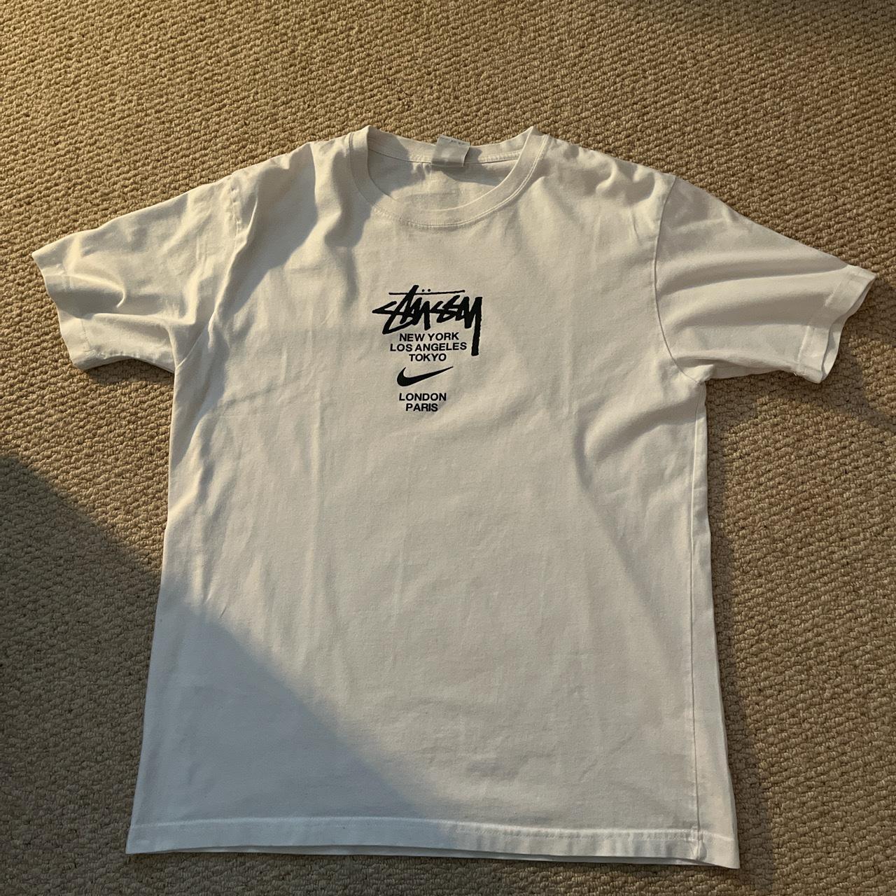 White Stussy x Nike t shirt FITS AS M -fits as a... - Depop