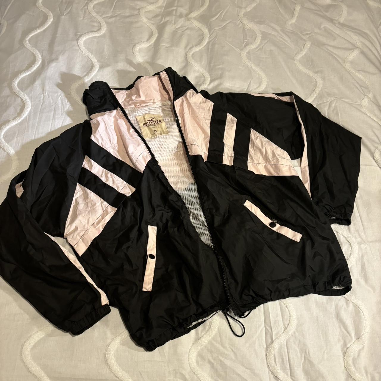 Hollister raincoat Pink and black Xxs (however... - Depop