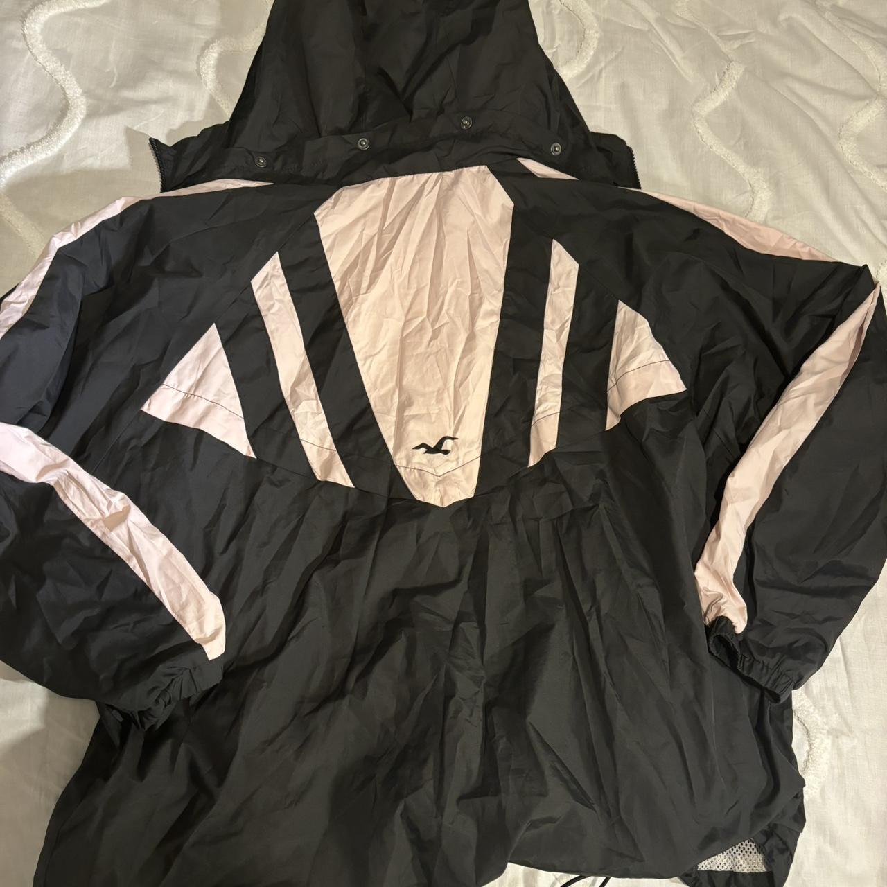 Hollister raincoat Pink and black Xxs (however... - Depop