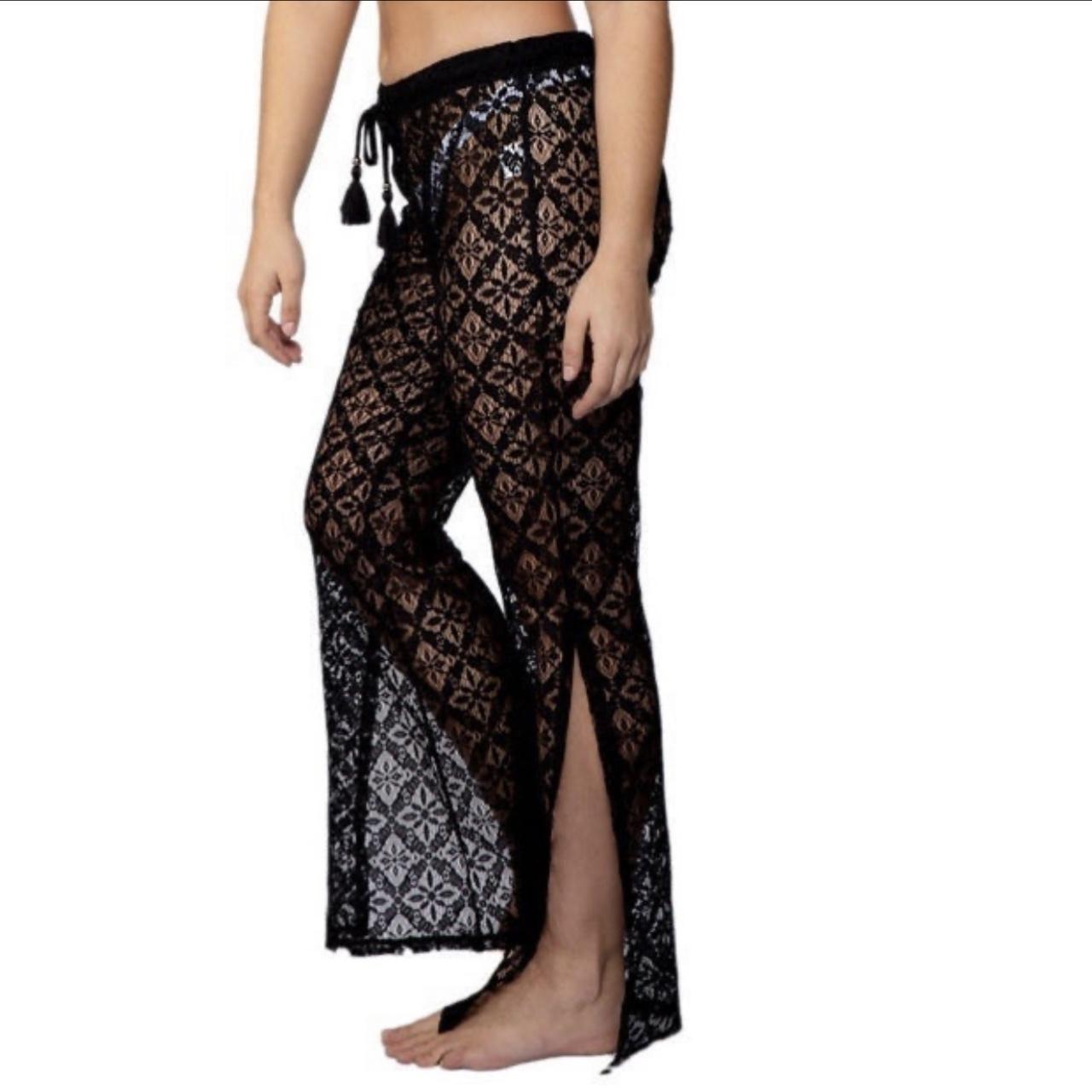 Sheer Crochet Swim CoverUp Flare Side Slit... Depop