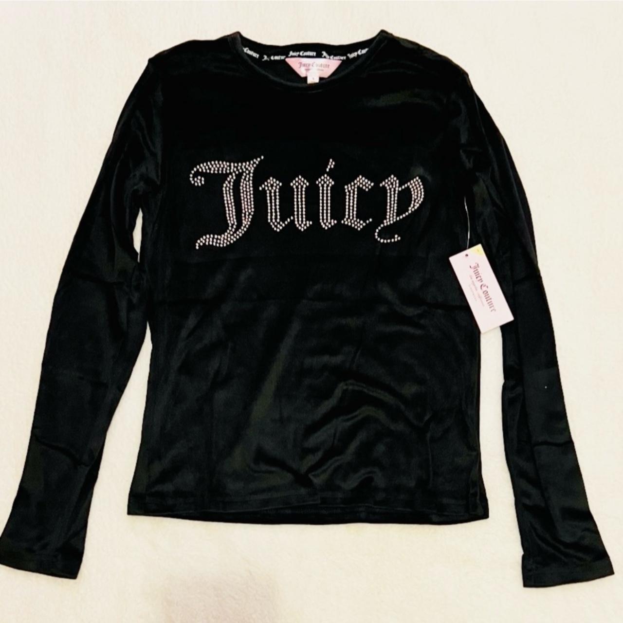 JUICY COUTURE Black Velvet Fleece Long Sleeved Wide... - Depop