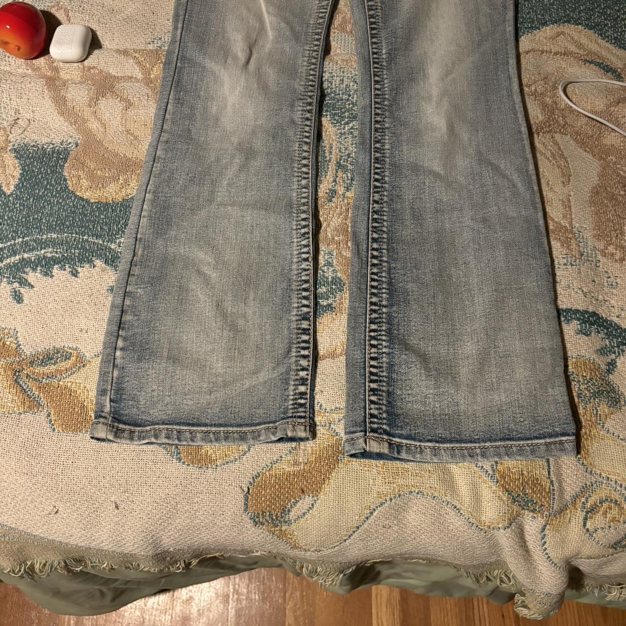 Y2K decal jeans Acid wash with bejeweled back... - Depop