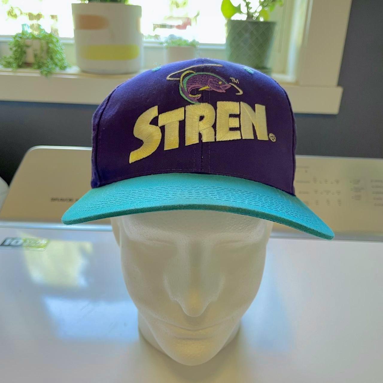 Vintage Stren Fishing Line Purple Teal Snapback Baseball Cap Hat