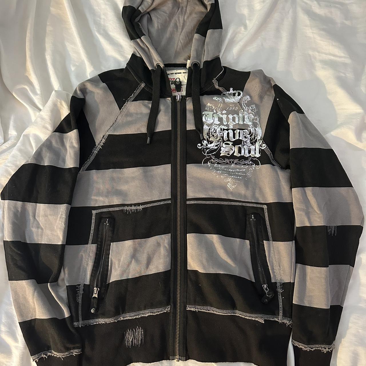 Men's Black and Grey Hoodie Depop