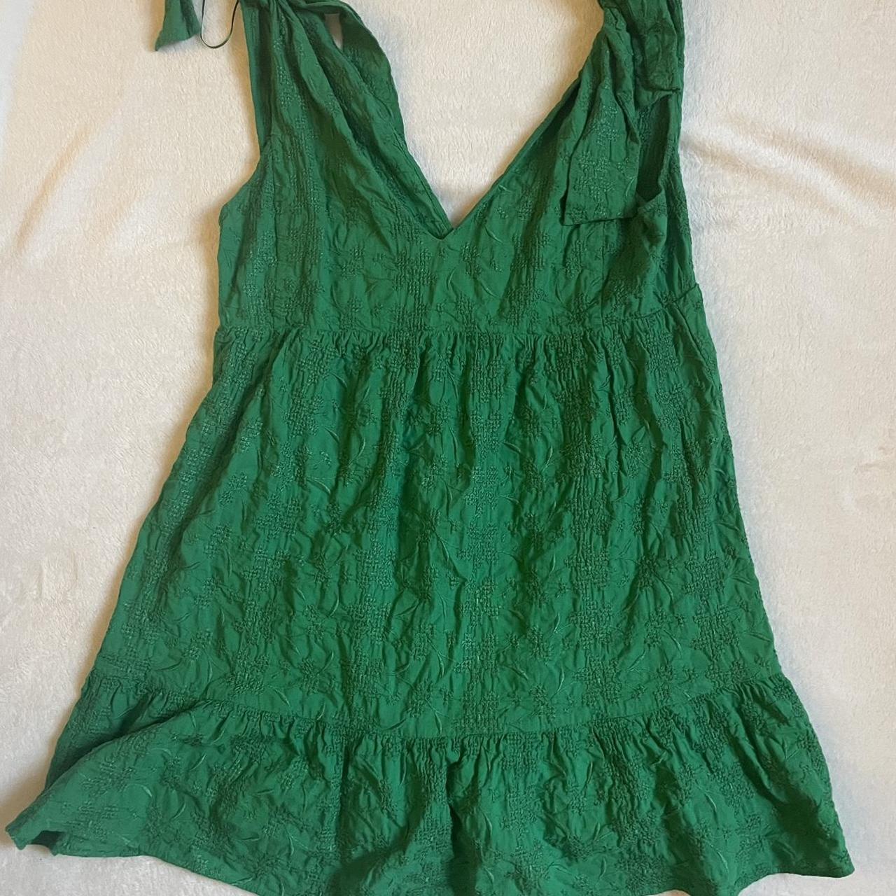 Zara green babydoll summer dress! Kelly green with... Depop