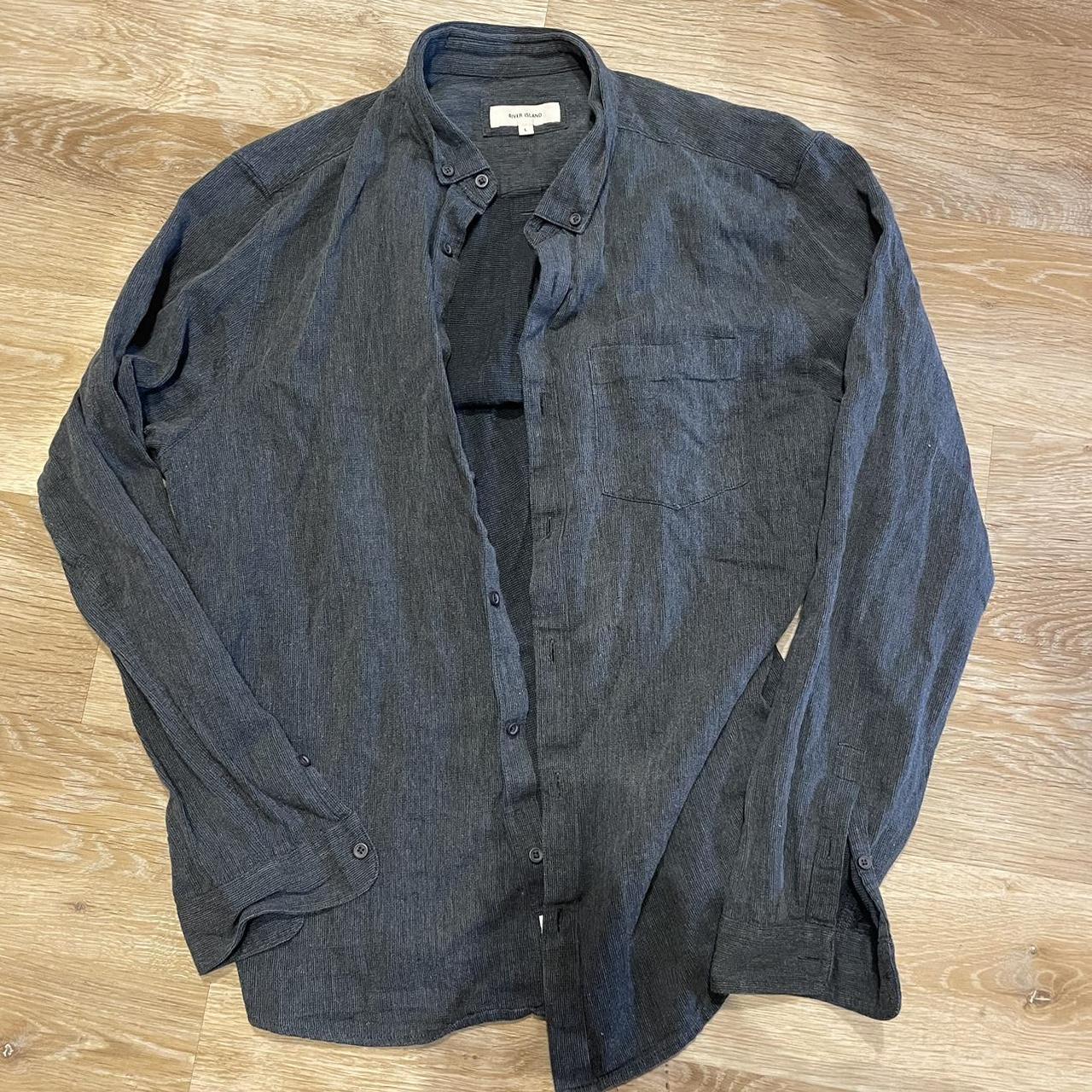 Beautiful grey blue River Island button up shirt.... - Depop