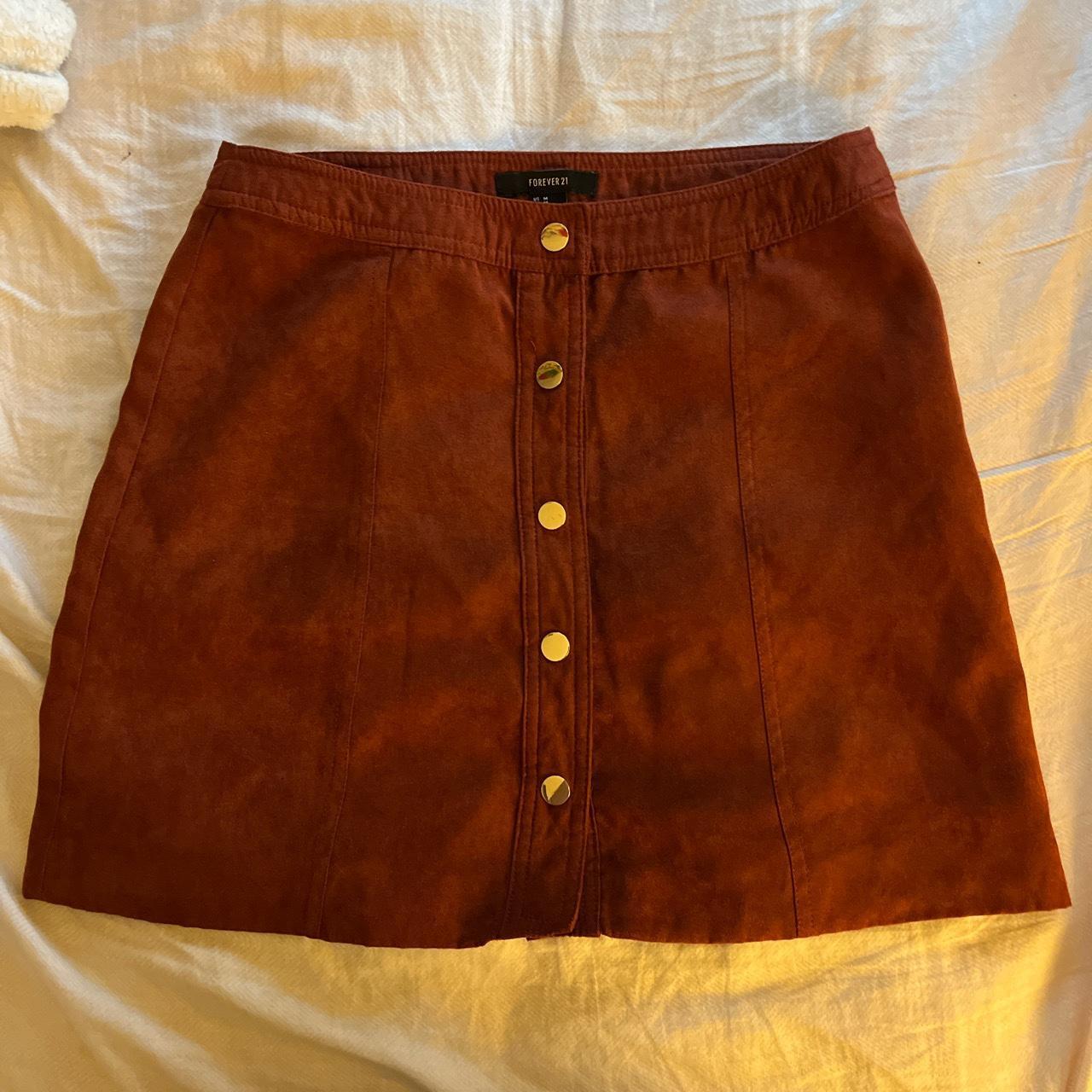 medium forever 21 rust colored skirt, barely worn!... - Depop