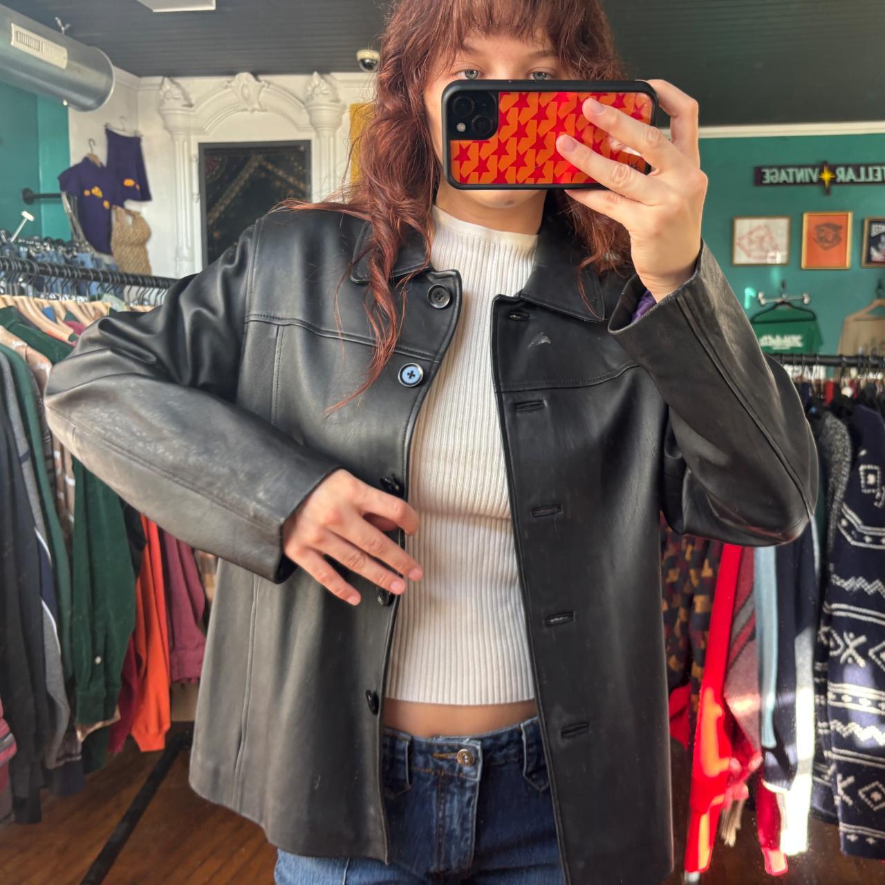 Leather jacket-vintage-y2k - Depop