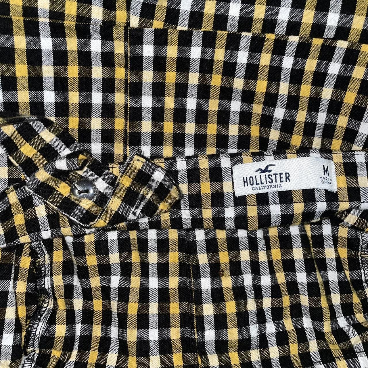 yellow white and checker print color block hollister - Depop