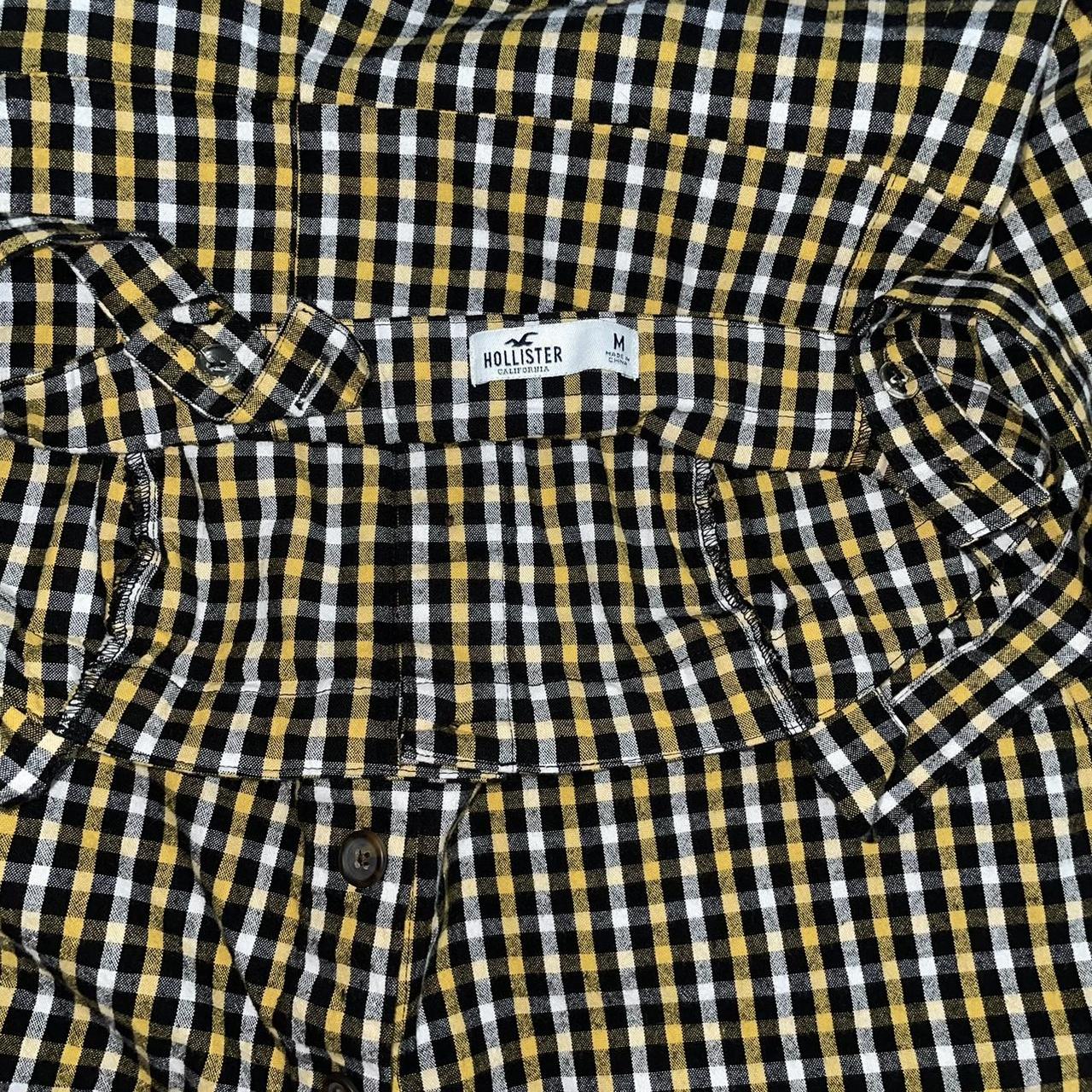 yellow white and checker print color block hollister - Depop