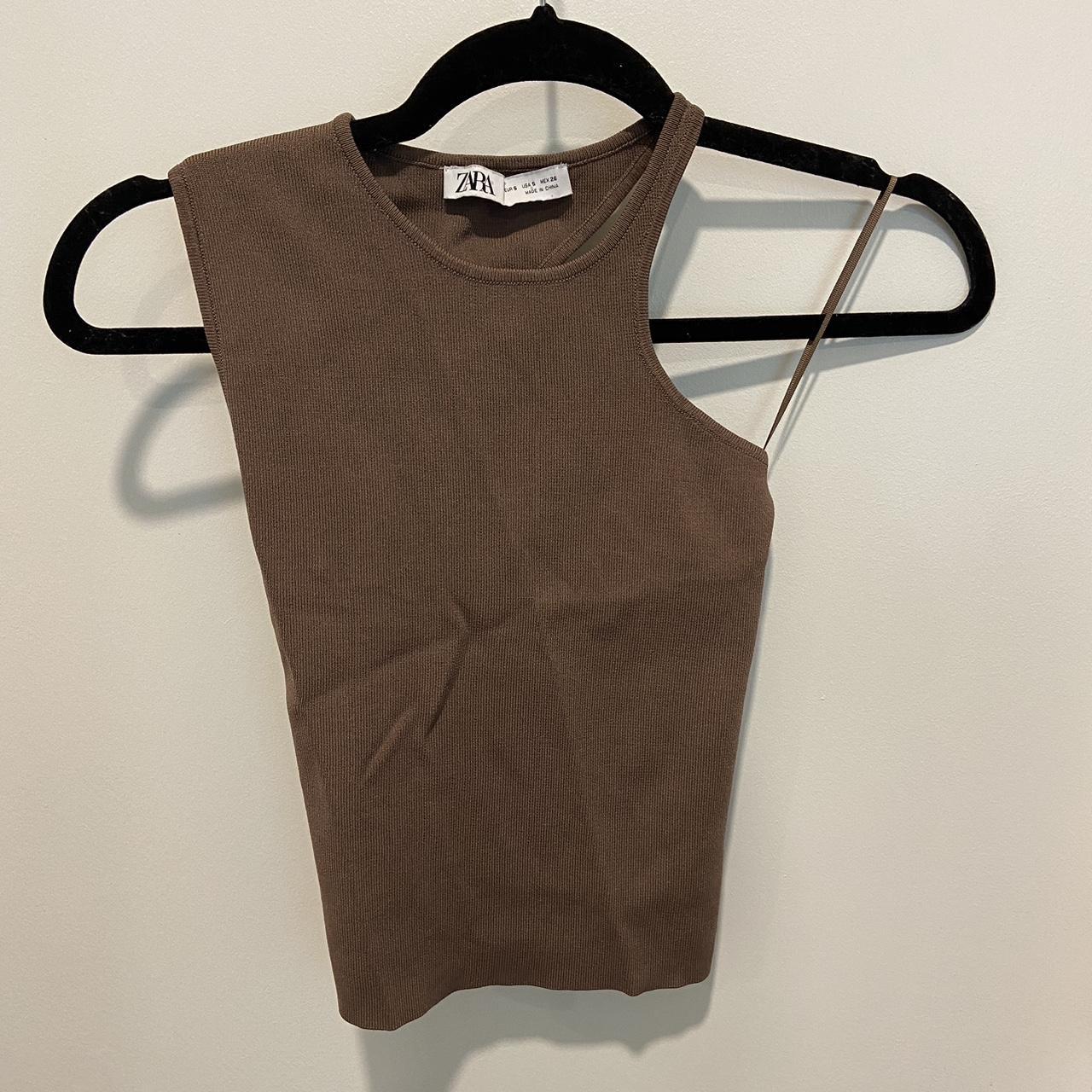zara size small brown cut out tank top Depop