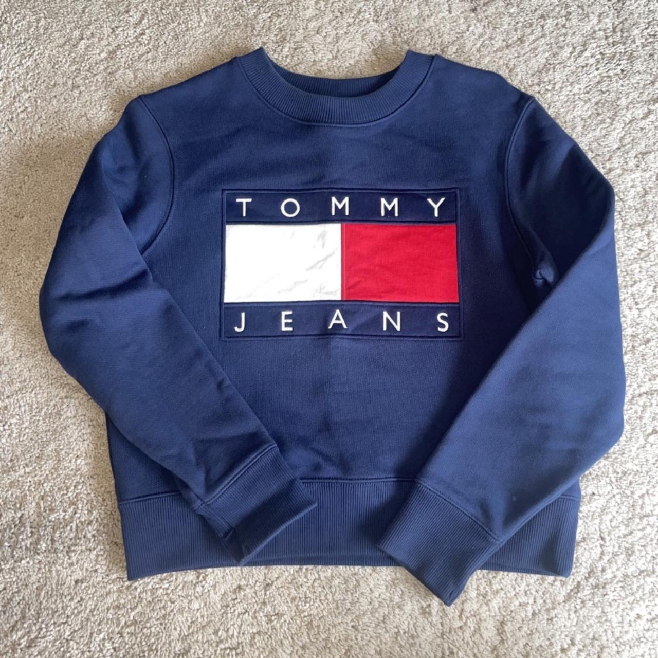 Tommy Hilfiger women's jumper Size S (8) Blue Worn... - Depop