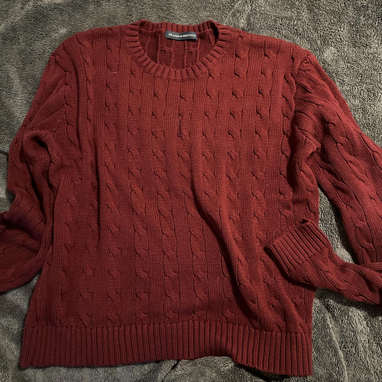 Burgundy cable knit sweater #preppy Depop