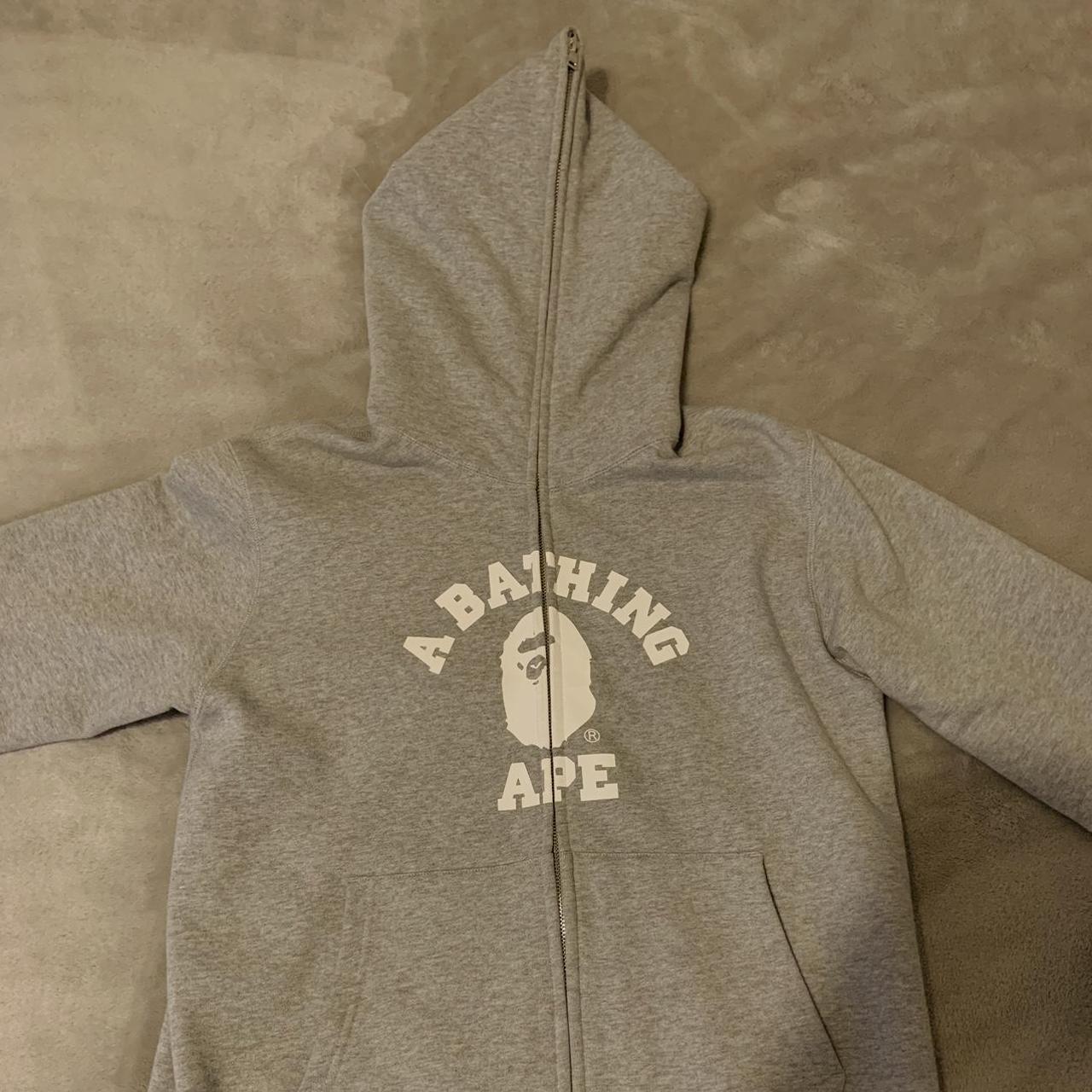 Grey Bape College Full Zip Hoodie, only worn once... - Depop