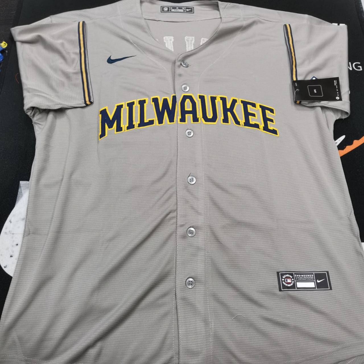 Nike Men's Nike Christian Yelich Gray Milwaukee Brewers Road