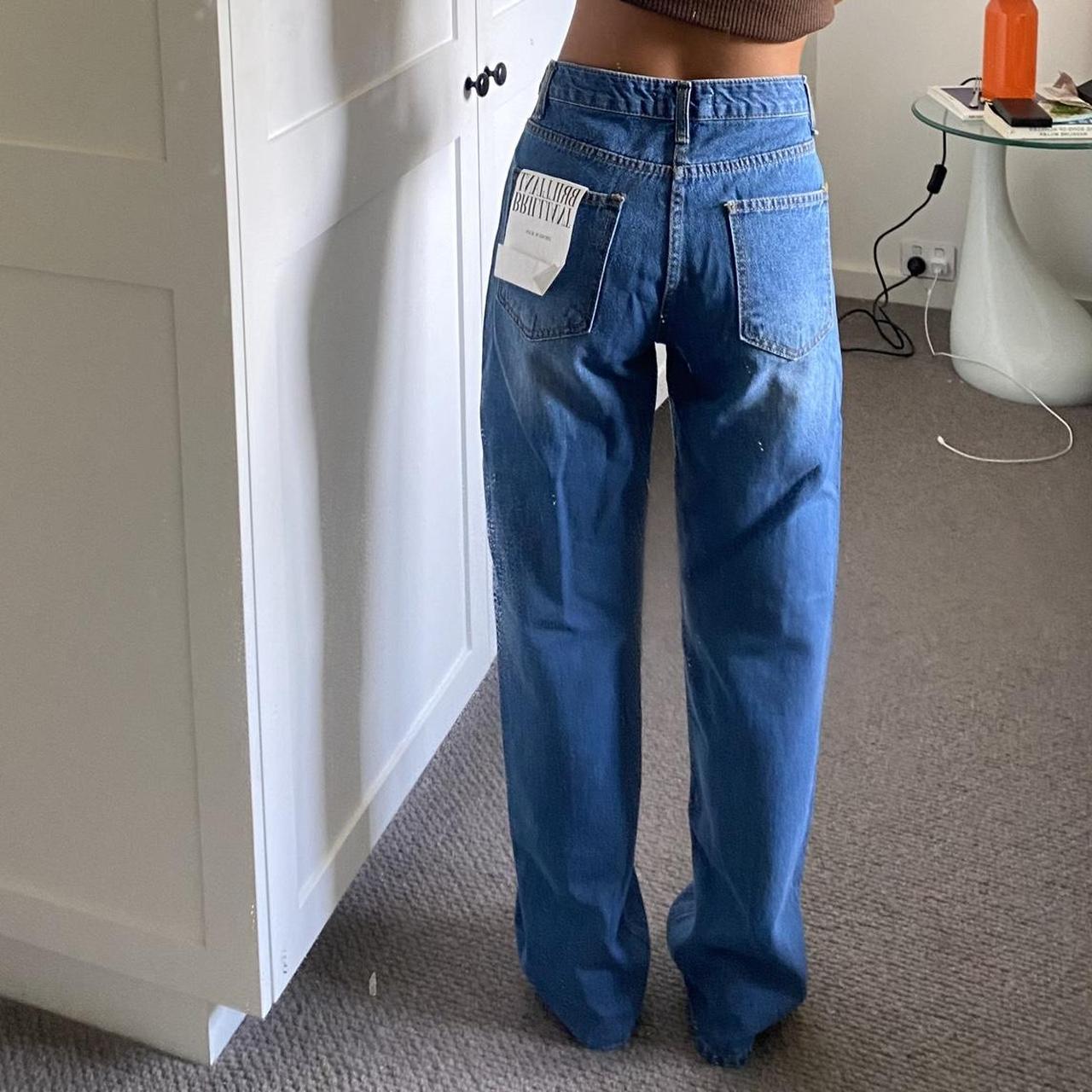 Dark Blue Straight Jeans Bought from a Korean... - Depop
