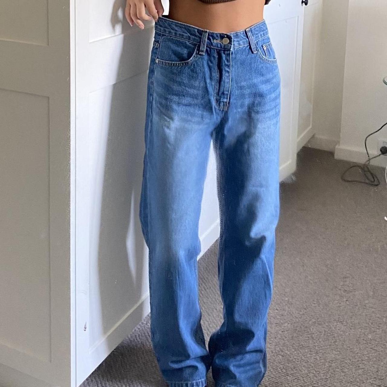 Dark Blue Straight Jeans Bought from a Korean... - Depop