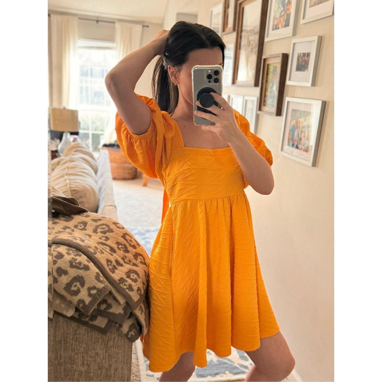 Free People NWOT Violet Mini Dress in Carrot Ginger... - Depop