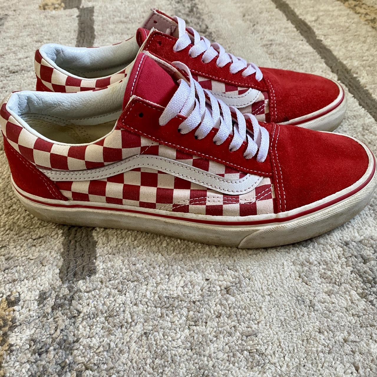 Mens red clearance checkerboard vans