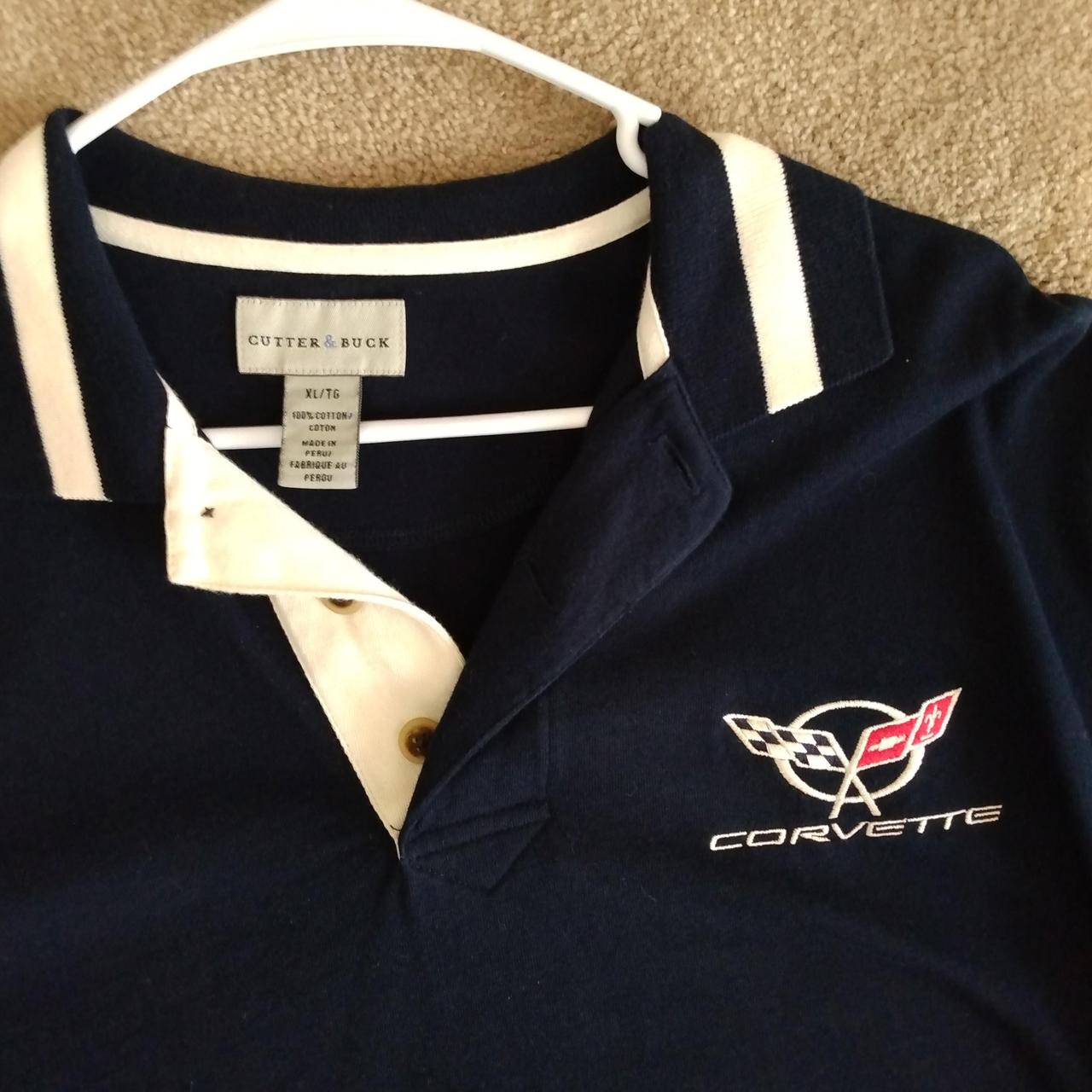 Cutter & Buck Men's Black and Cream Poloshirts Depop