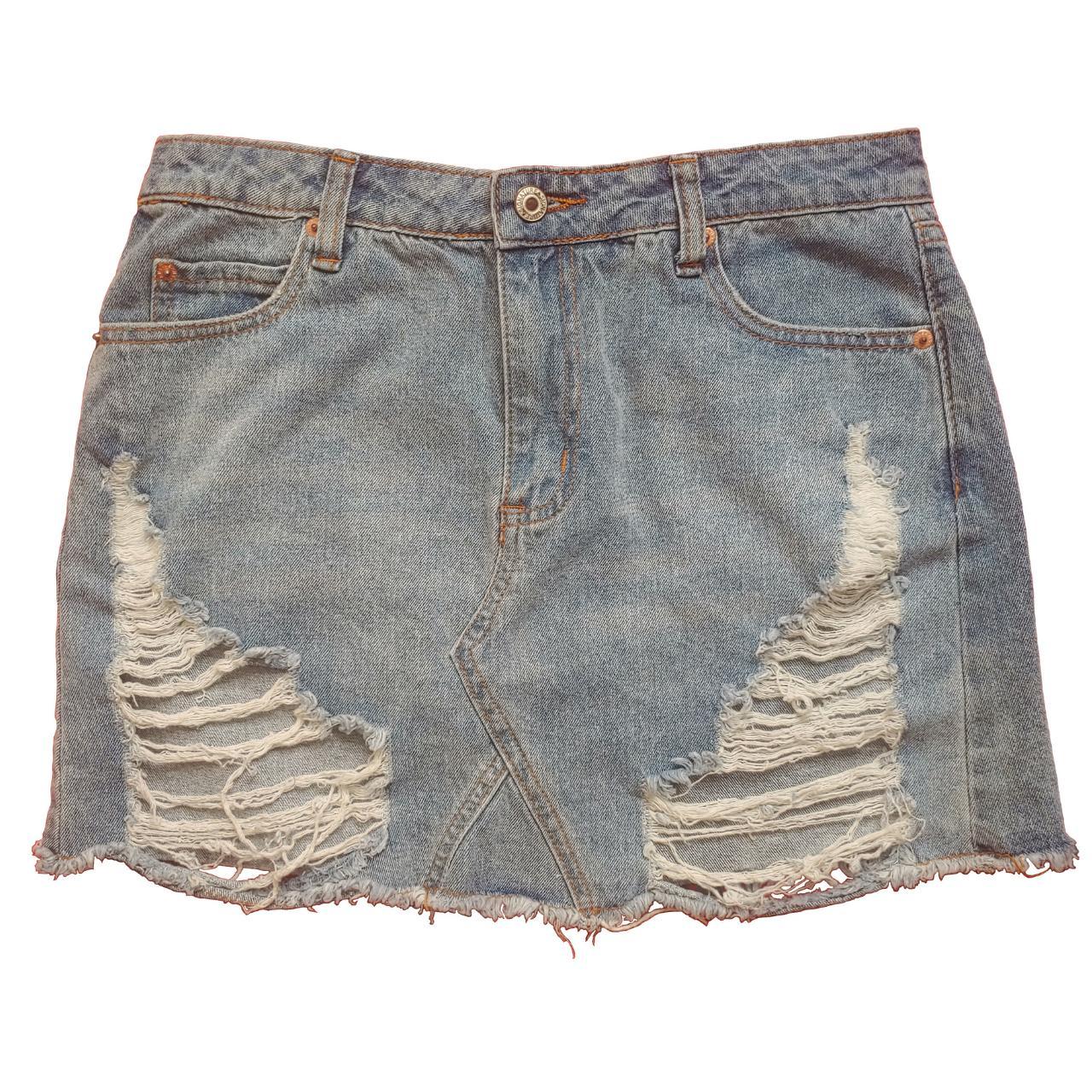 Signature 8 clearance distressed denim skirt