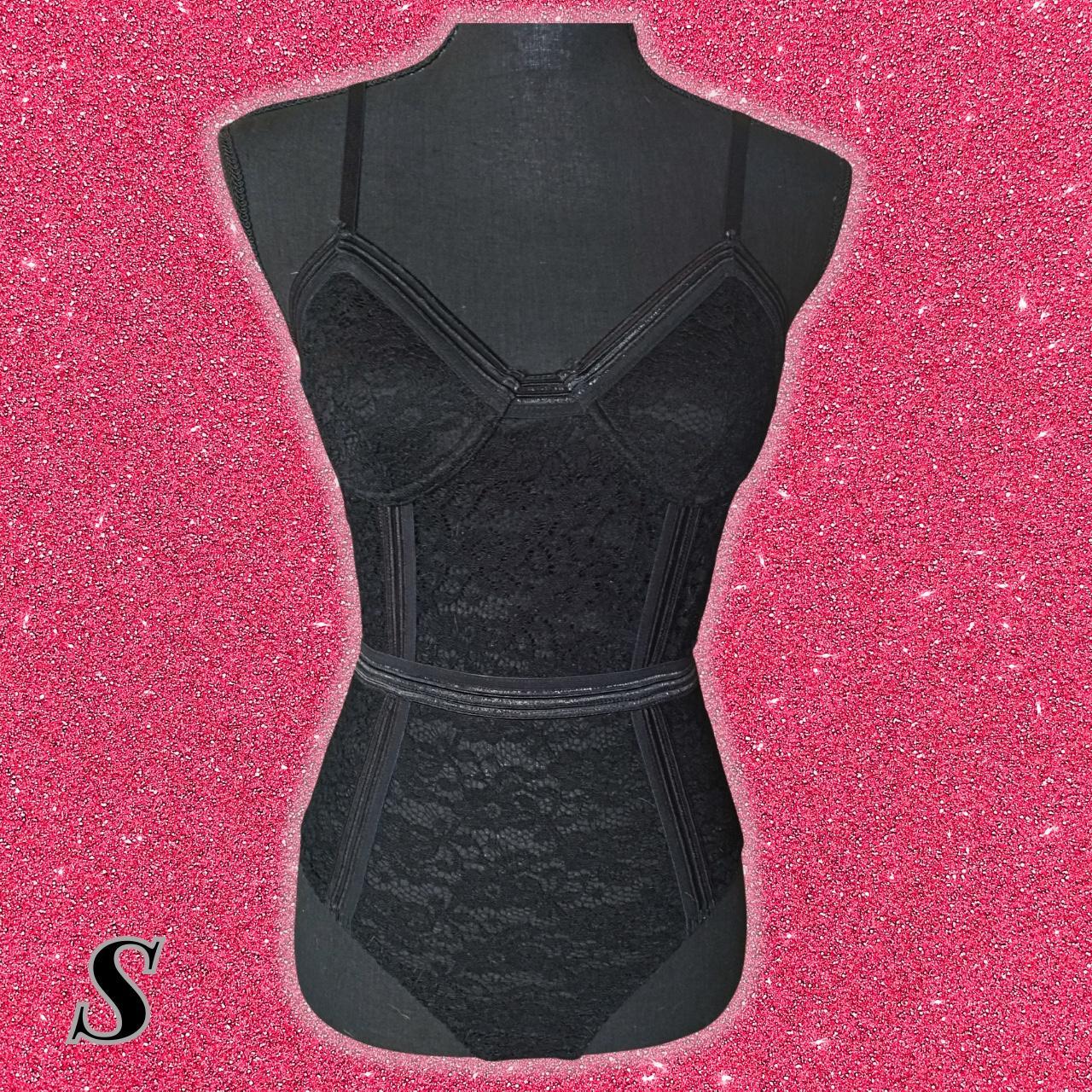 sexy black lace and mesh body suit / corset - Depop