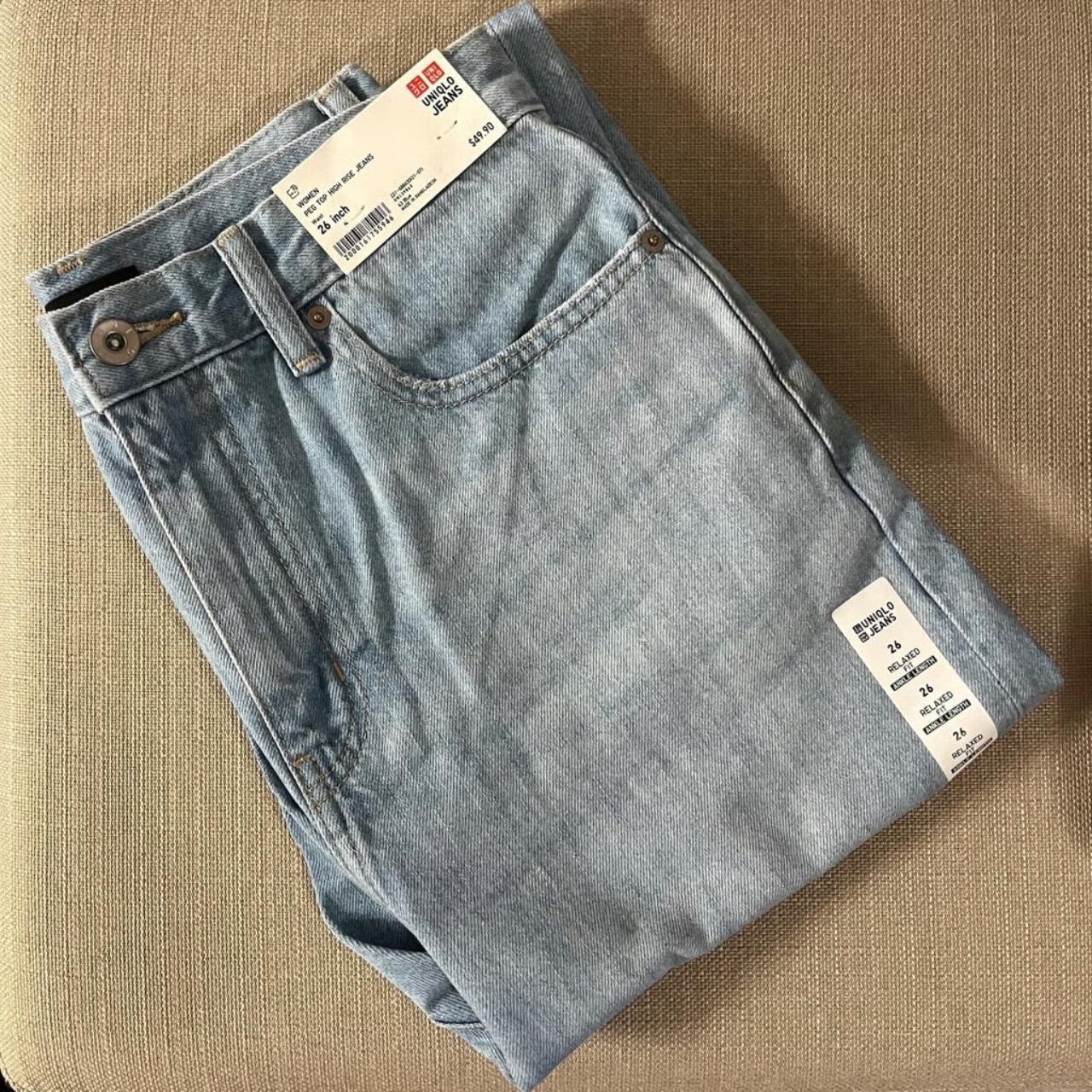 NWT Uniqlo Distressed Peg Top High-Rise Jeans