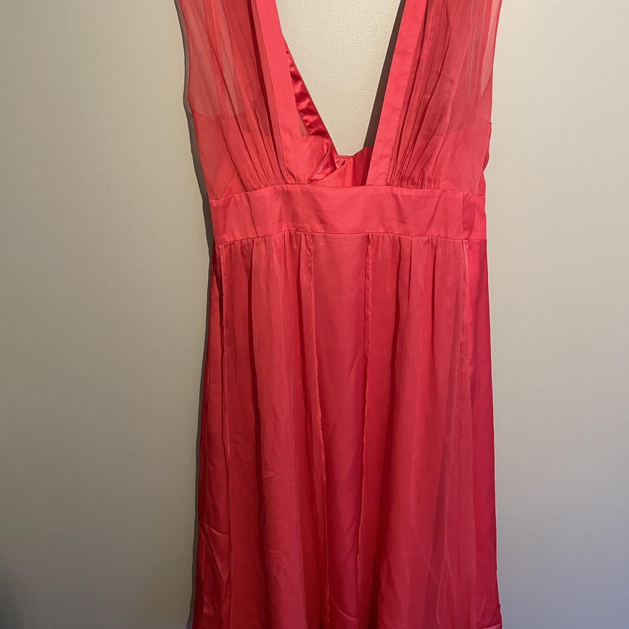 Monsoon dress, coral / red colour, size 16 sheer... - Depop