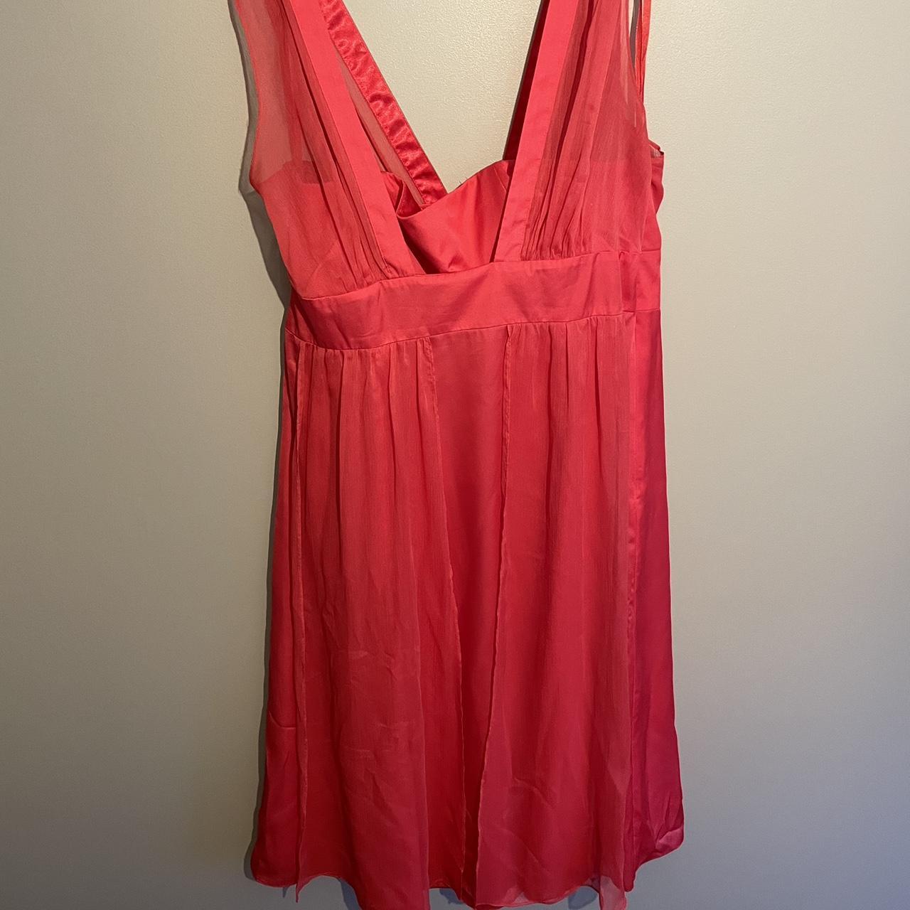 Monsoon dress, coral / red colour, size 16 sheer... - Depop