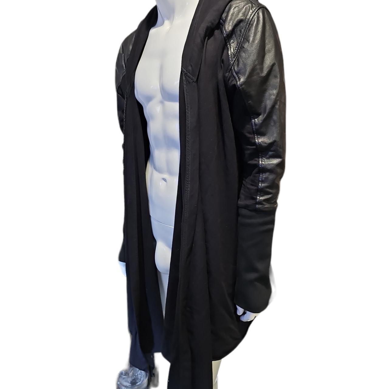 Skingraft extended cardigan 2024 with leather sleeves