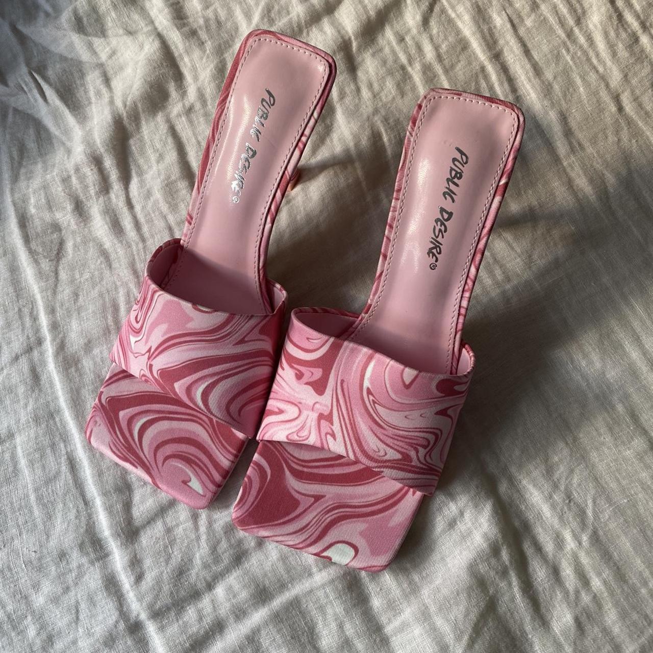 Public Desire Women's Pink and White Courts | Depop