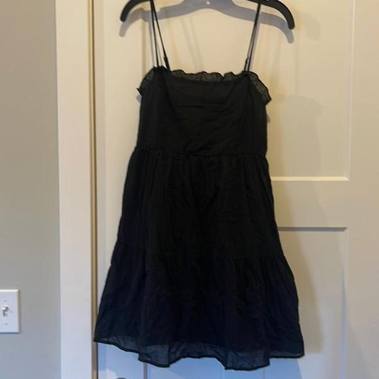 black tiered mini babydoll dress size... - Depop