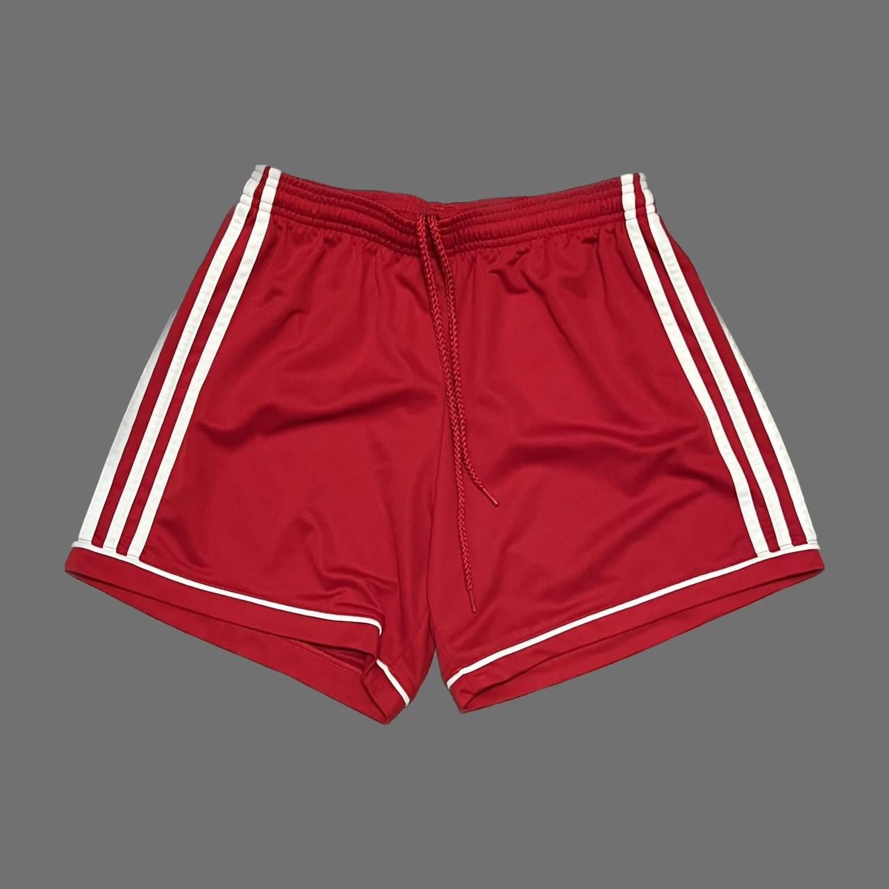 red adidas basketball shorts no stains or... - Depop