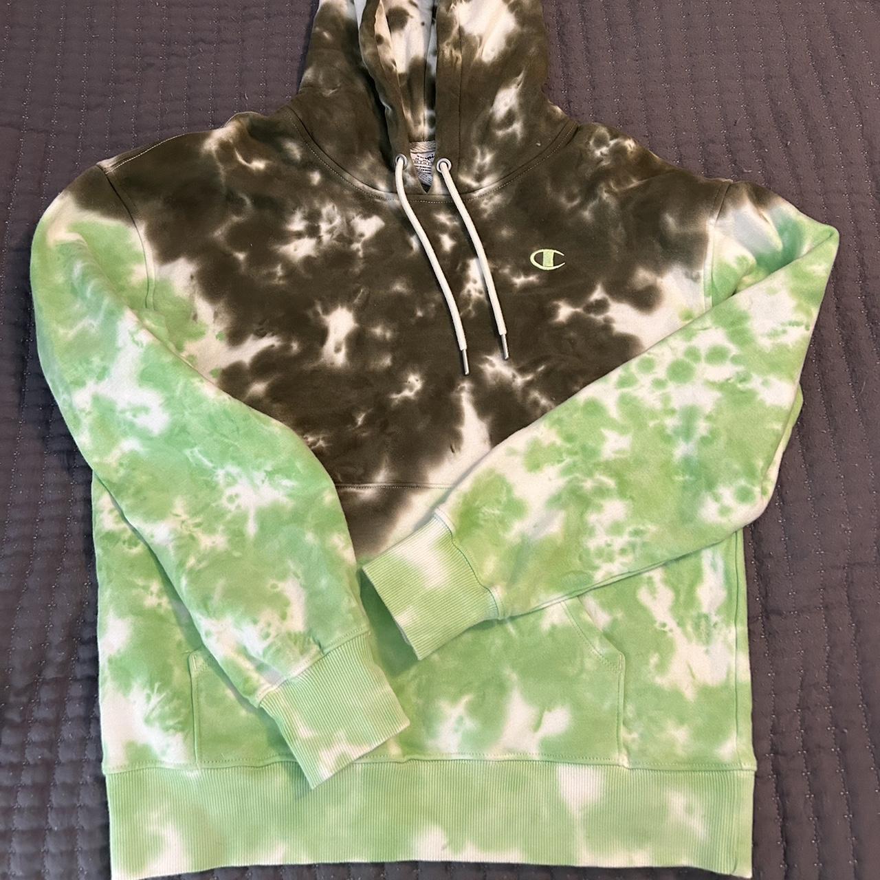 Tie Dye green Champion hoodie Size small! Brand new,... - Depop