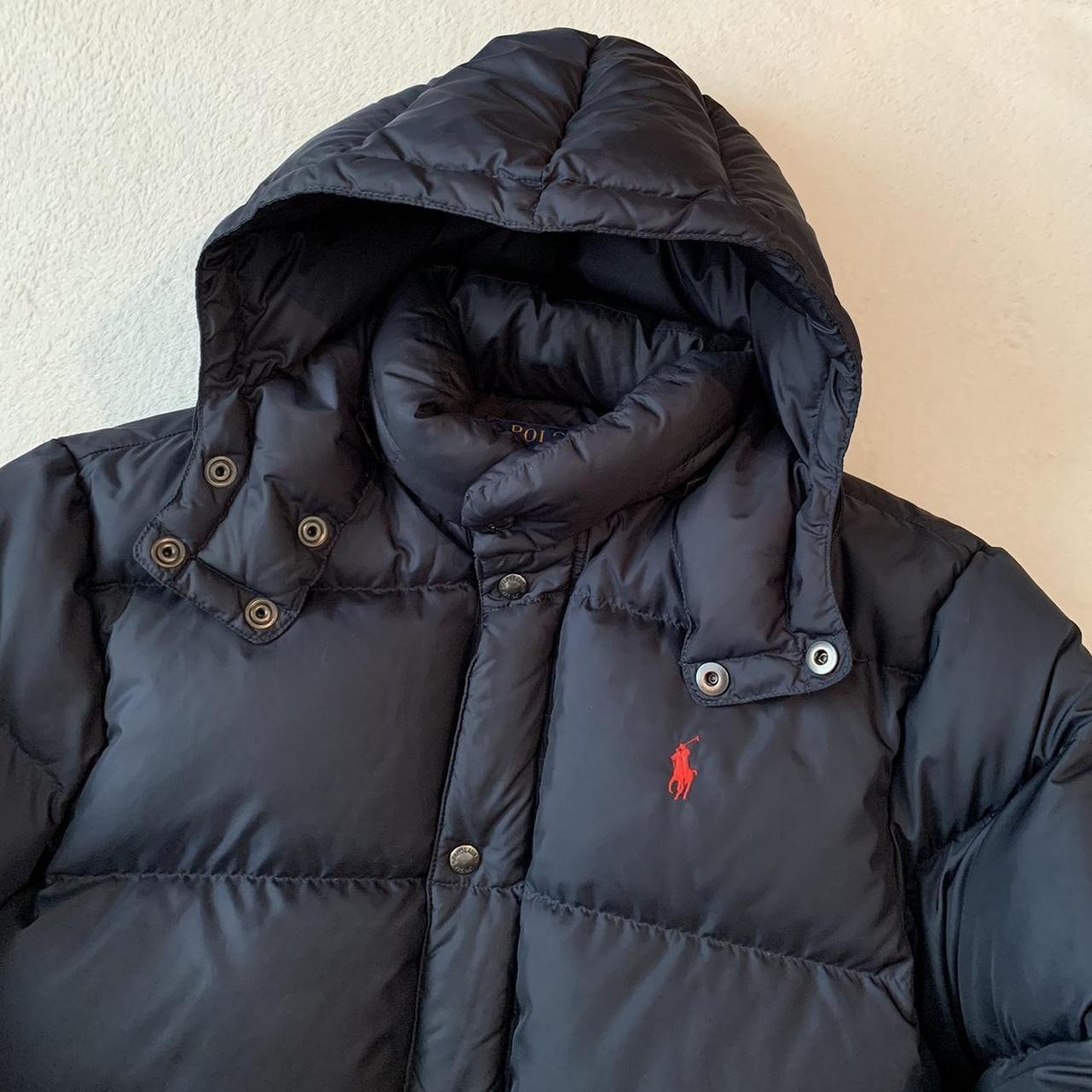 Polo Ralph Lauren hoodie puffer jacket , Navy blue... - Depop