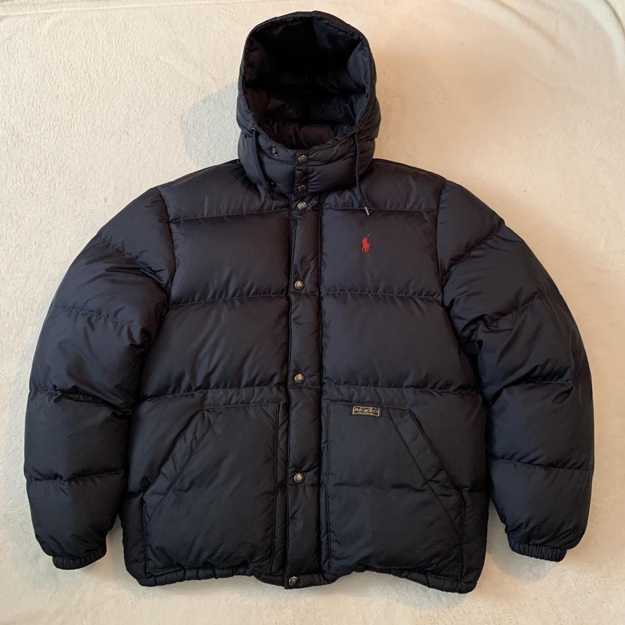 Polo Ralph Lauren hoodie puffer jacket , Navy blue... - Depop