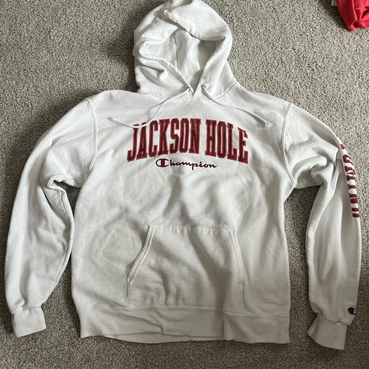 Champion graphic white hoodie with red jackson