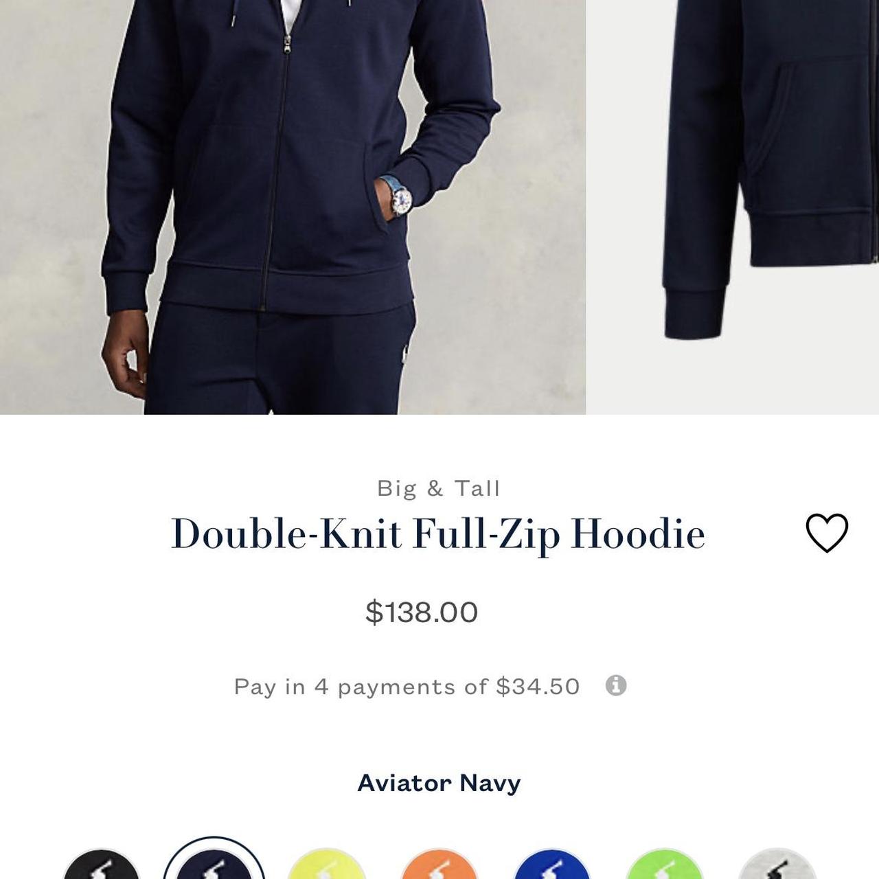 Polo Ralph Lauren Big & Tall Double-Knit Full-Zip Hoodie, Aviator