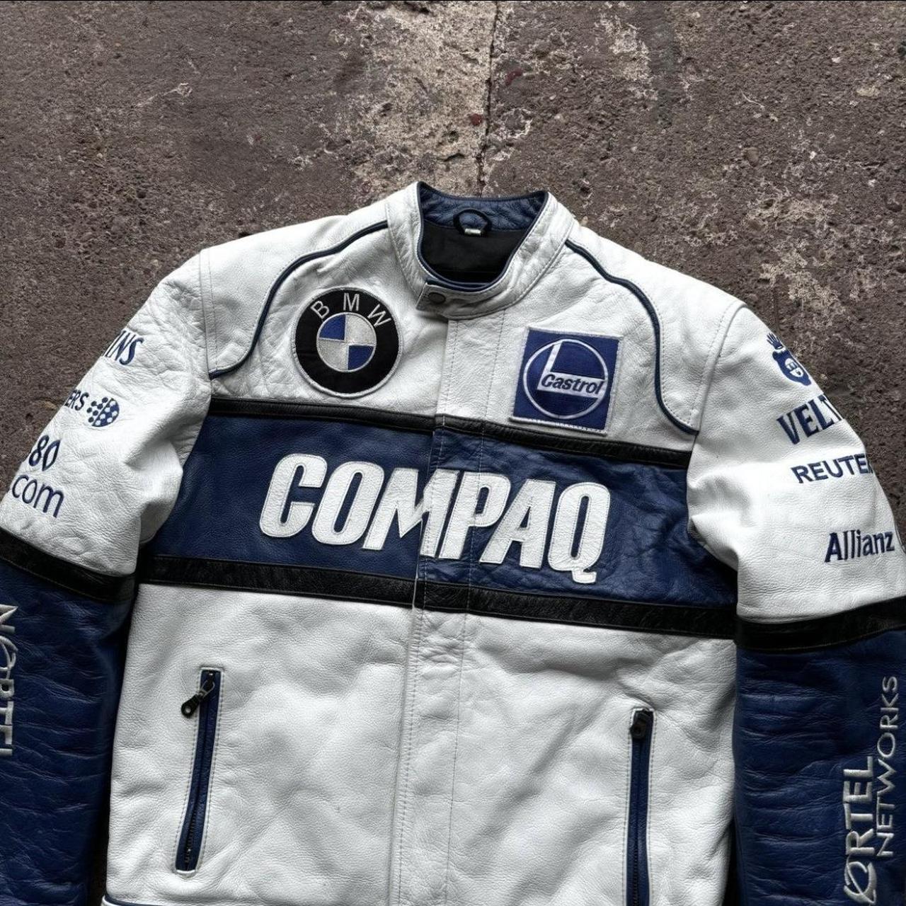 BMW rare compaq leather racer jacket Chest length ... - Depop