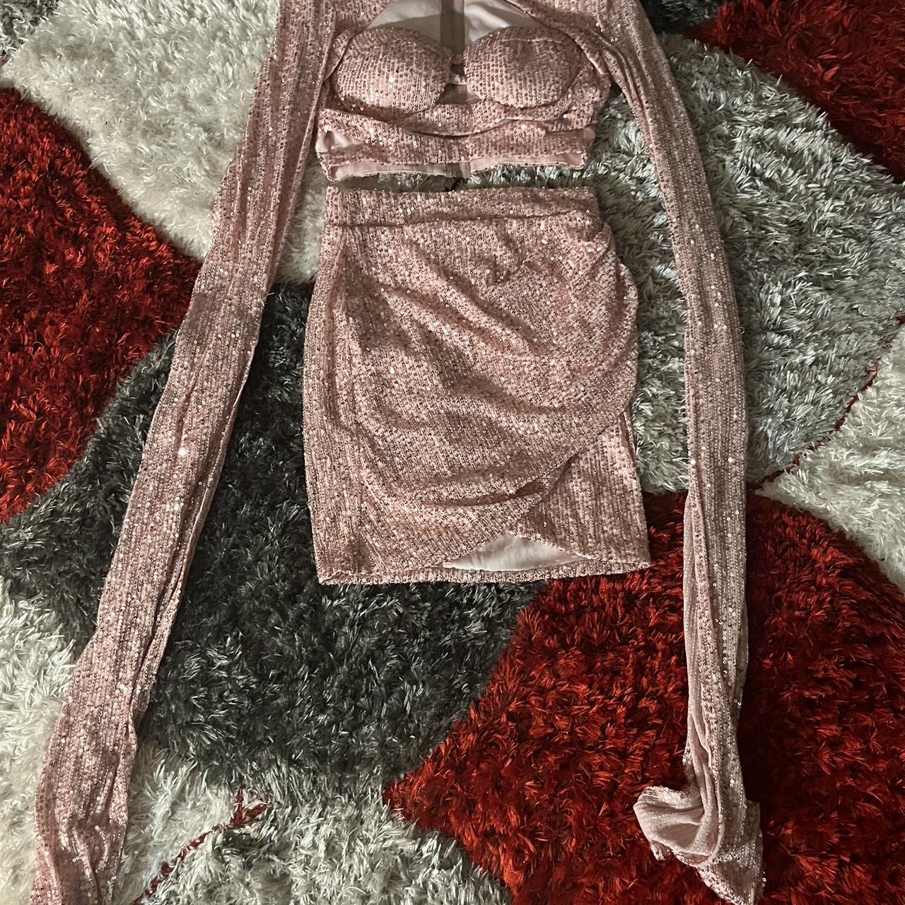 Fashion Nova 2 piece skirt set Sequins Worn... Depop