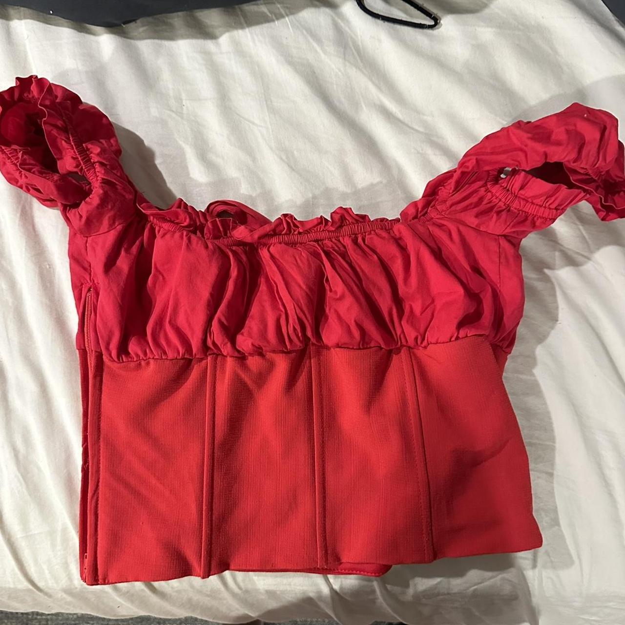 I Am Gia Red Naomi Bustier Top Size Small Depop