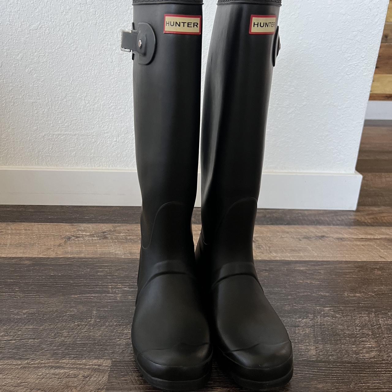 Hunter women's original tall rain boots black best sale