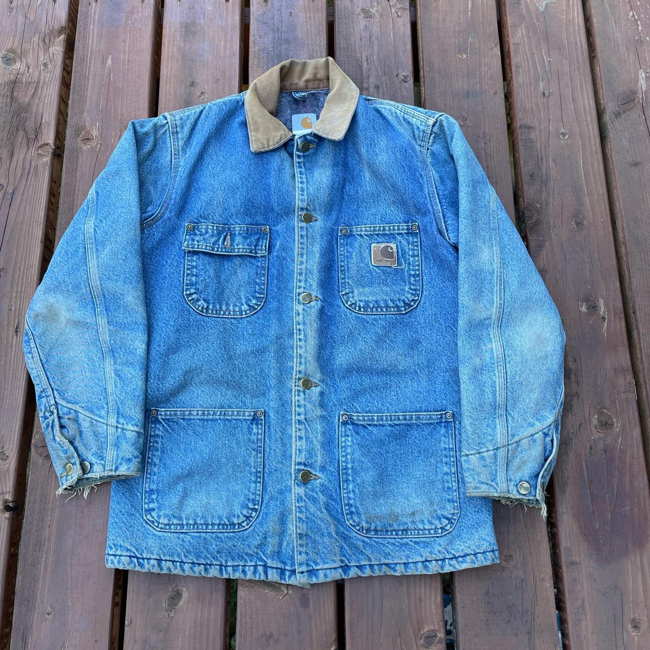 Vintage Carhartt Denim Jacket -made in usa -wool... - Depop