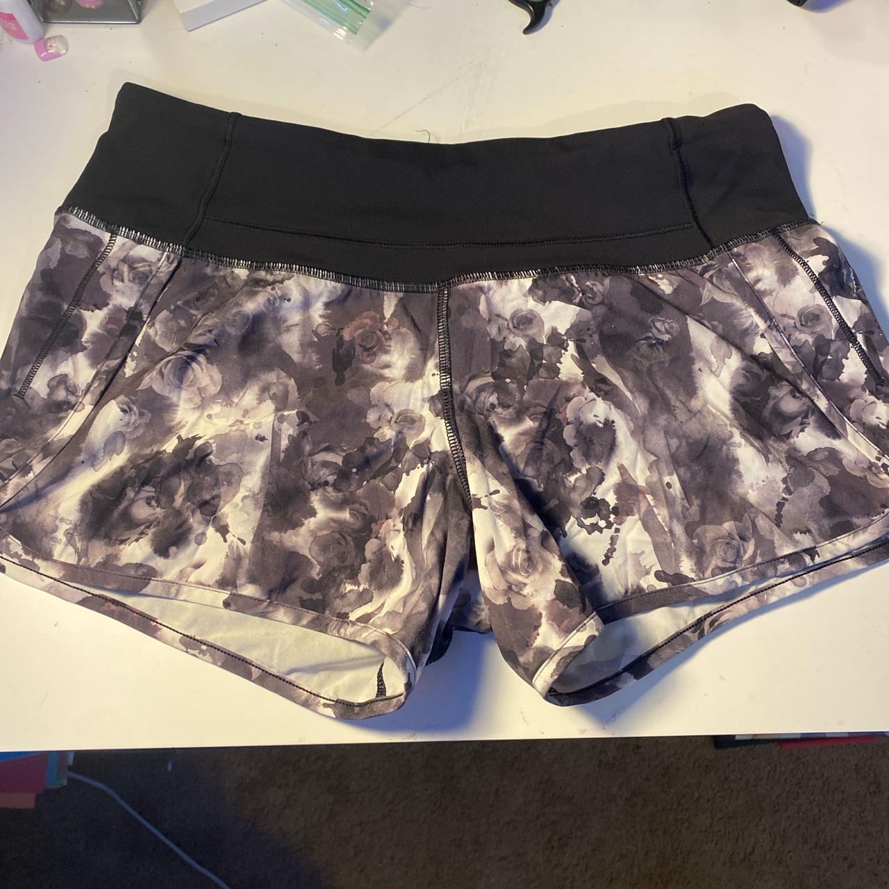 Lululemon shorts Very cute flower print Black white... - Depop