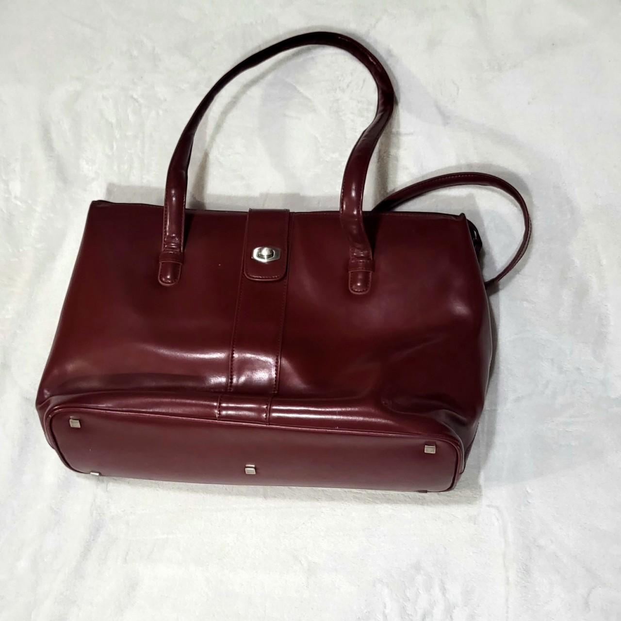 Franklin Covey Leather Briefcase Burgundy - Depop