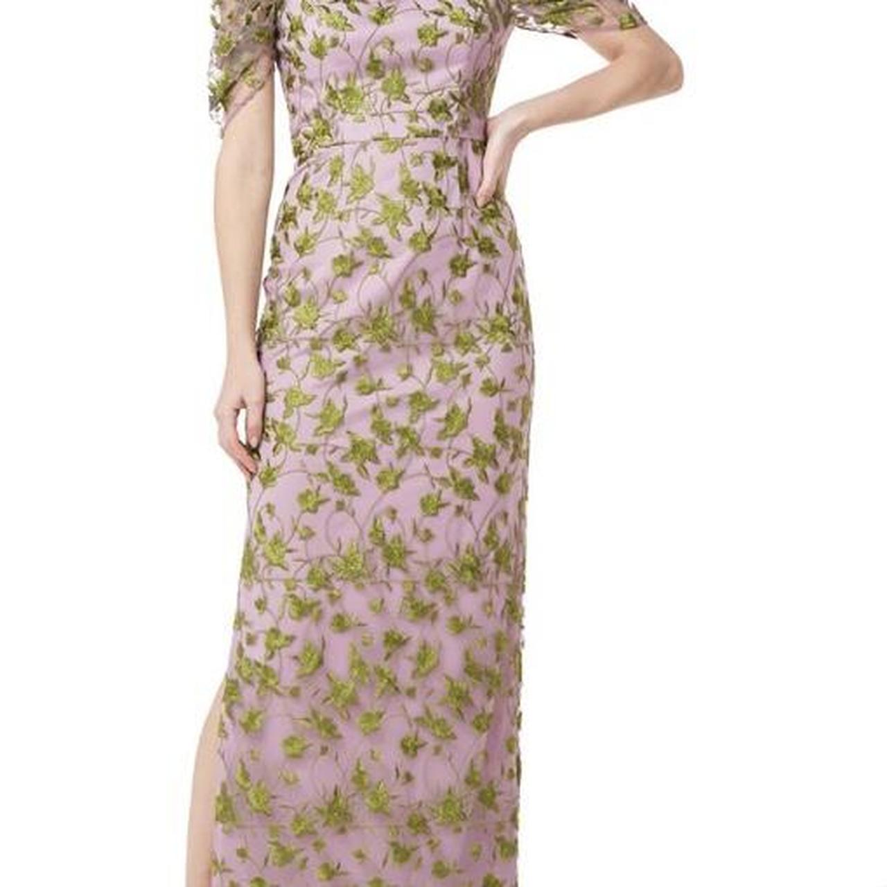 Floral embroidered evening dress js collections hotsell