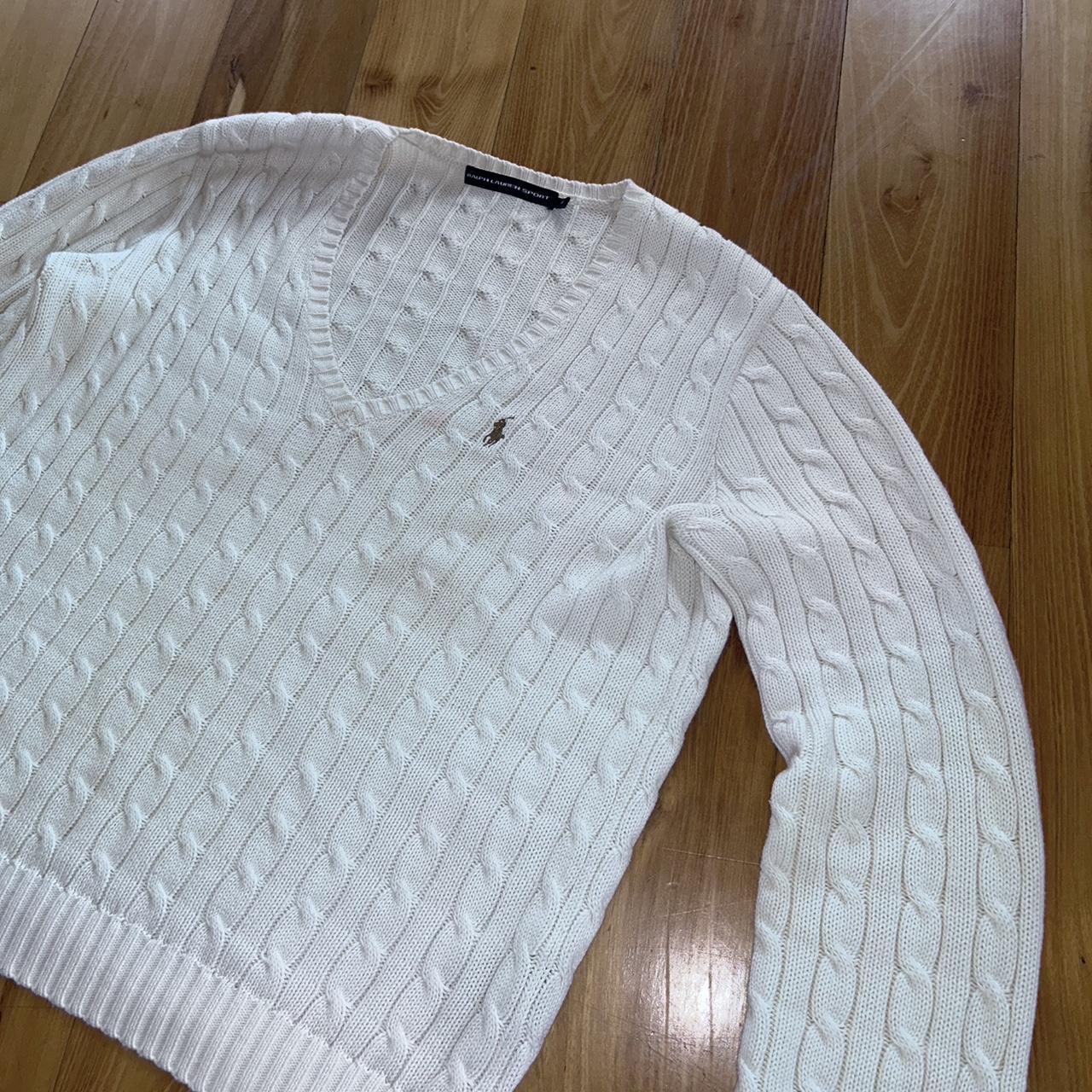 Ralph Lauren Sport Women Cable-knit Cotton V-neck... - Depop