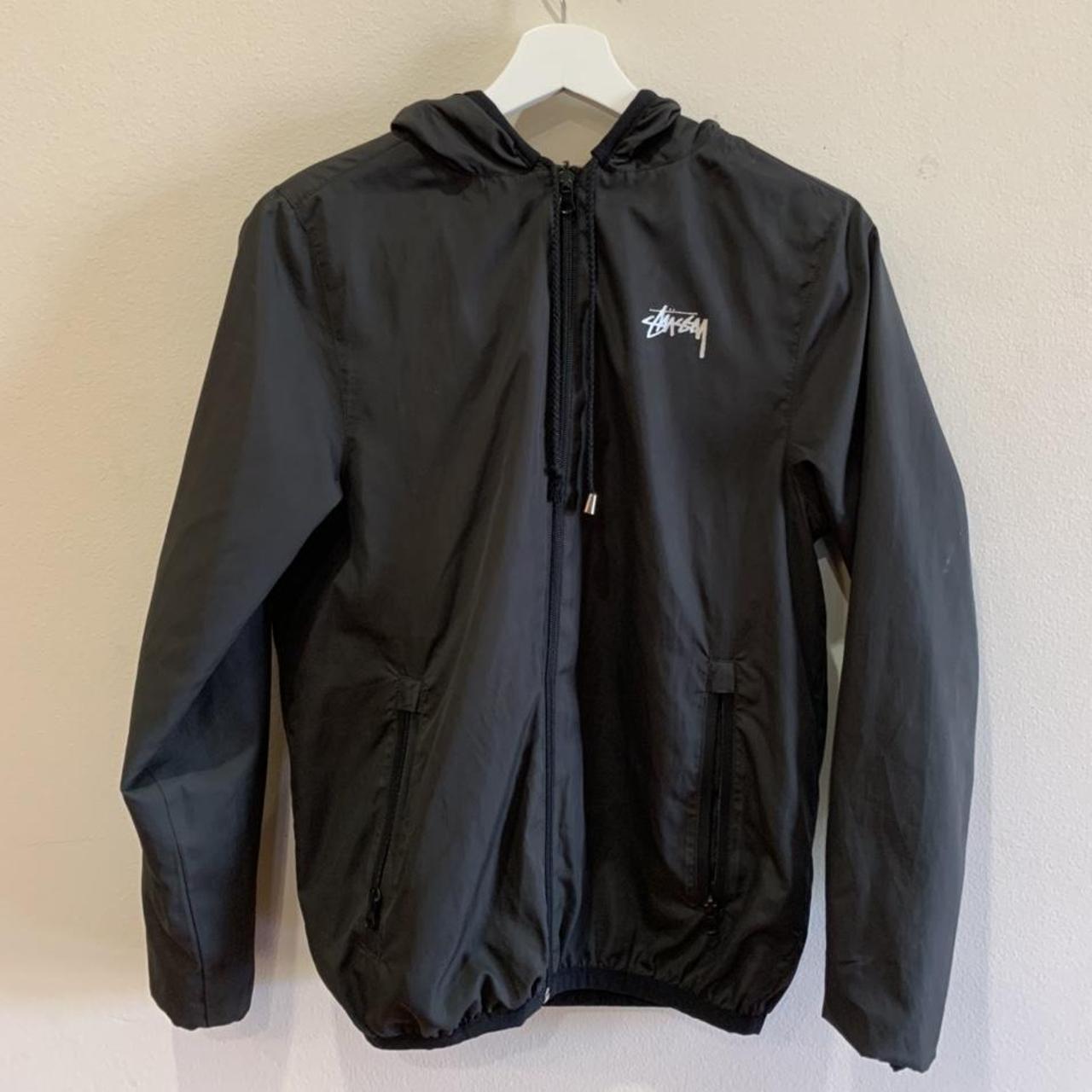 Reversible Stussy Jacket - cheater & plain black -... - Depop